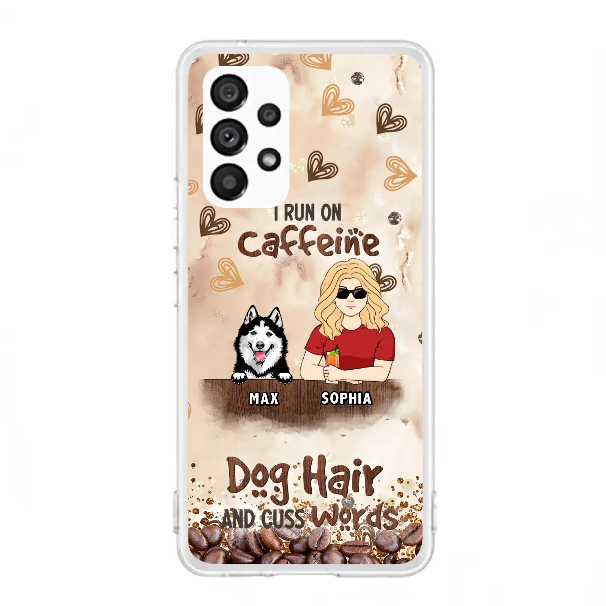 Personalized Pet Phone Case - Gift Idea For Dog/Cat/Horse Lovers - I Run On Caffeine Dog Hair And Cuss Words - Case For iPhone/Samsung