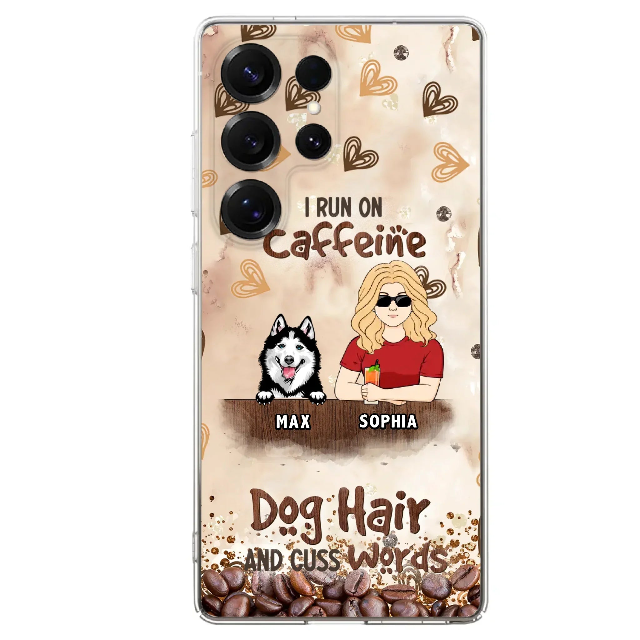 Personalized Pet Phone Case - Gift Idea For Dog/Cat/Horse Lovers - I Run On Caffeine Dog Hair And Cuss Words - Case For iPhone/Samsung