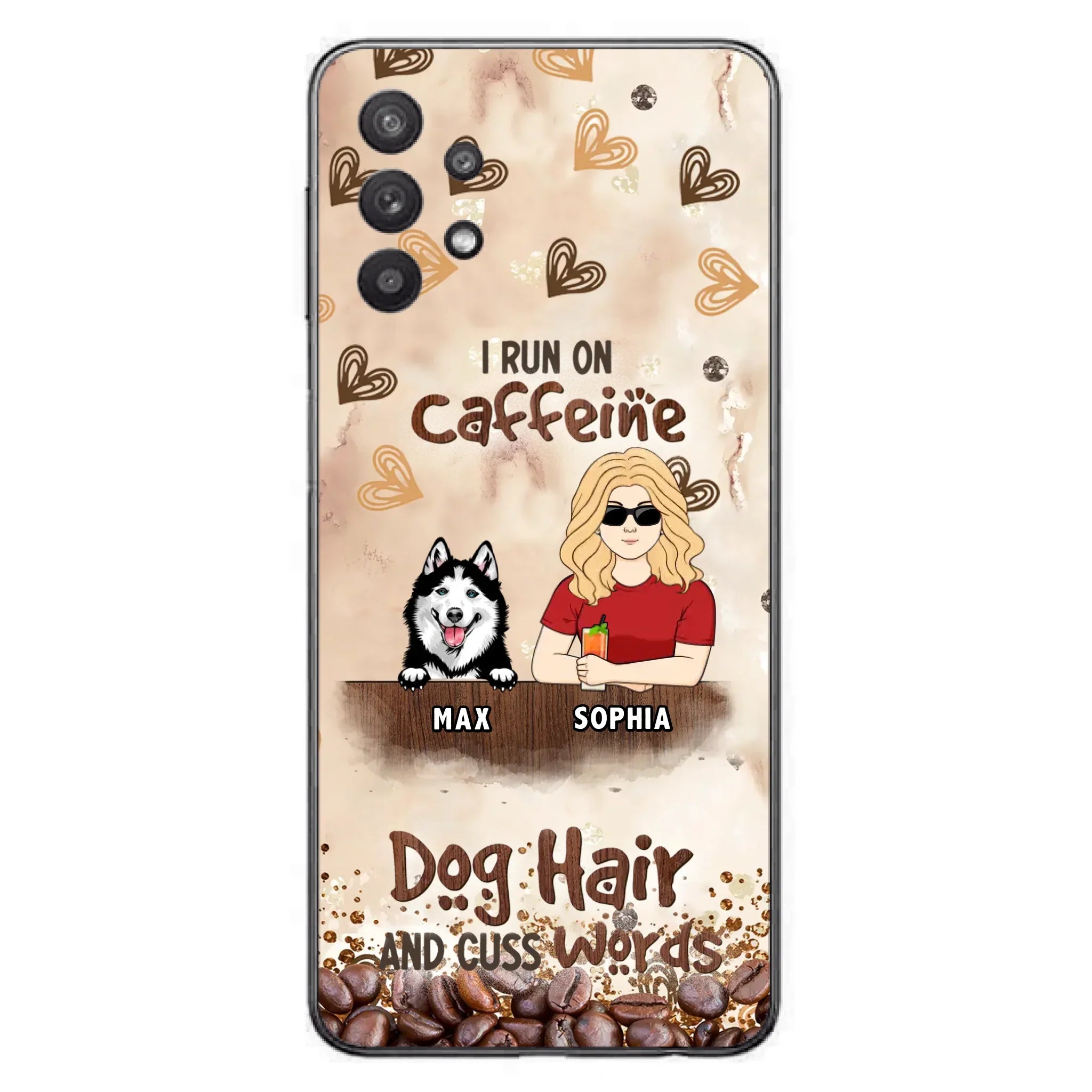 Personalized Pet Phone Case - Gift Idea For Dog/Cat/Horse Lovers - I Run On Caffeine Dog Hair And Cuss Words - Case For iPhone/Samsung