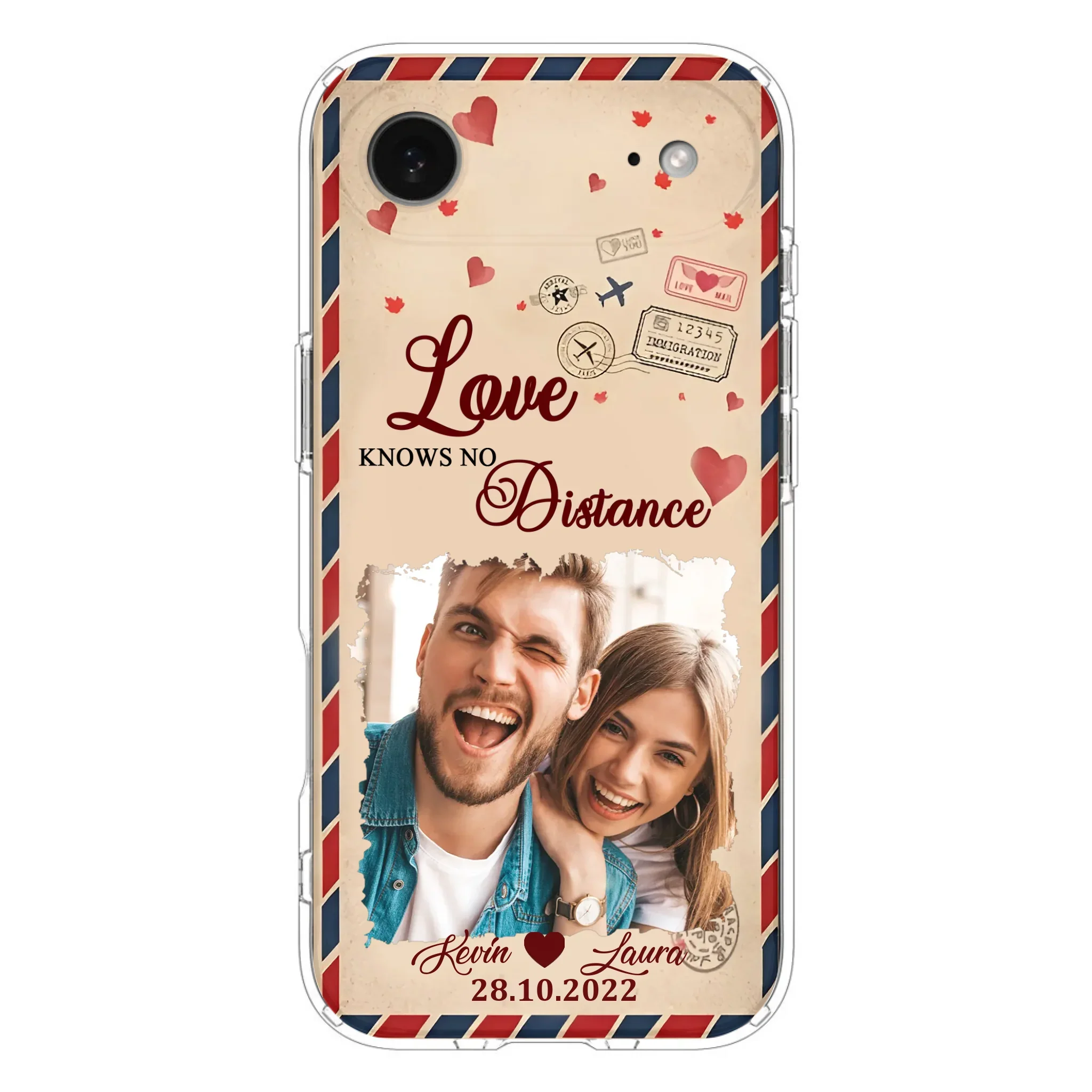 Custom Personalized Couple Phone Case - Gift Idea For Couple/ Valentines Day - Upload Photo - Love Knows No Distance - Case For iPhone/ Samsung