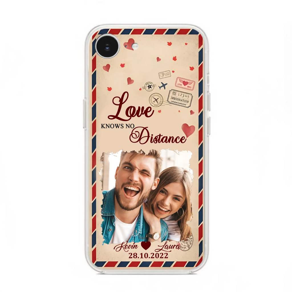 Custom Personalized Couple Phone Case - Gift Idea For Couple/ Valentines Day - Upload Photo - Love Knows No Distance - Case For iPhone/ Samsung