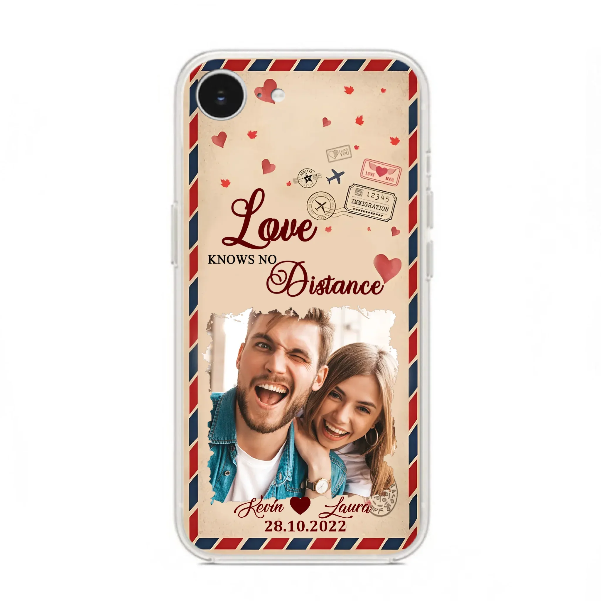 Custom Personalized Couple Phone Case - Gift Idea For Couple/ Valentines Day - Upload Photo - Love Knows No Distance - Case For iPhone/ Samsung