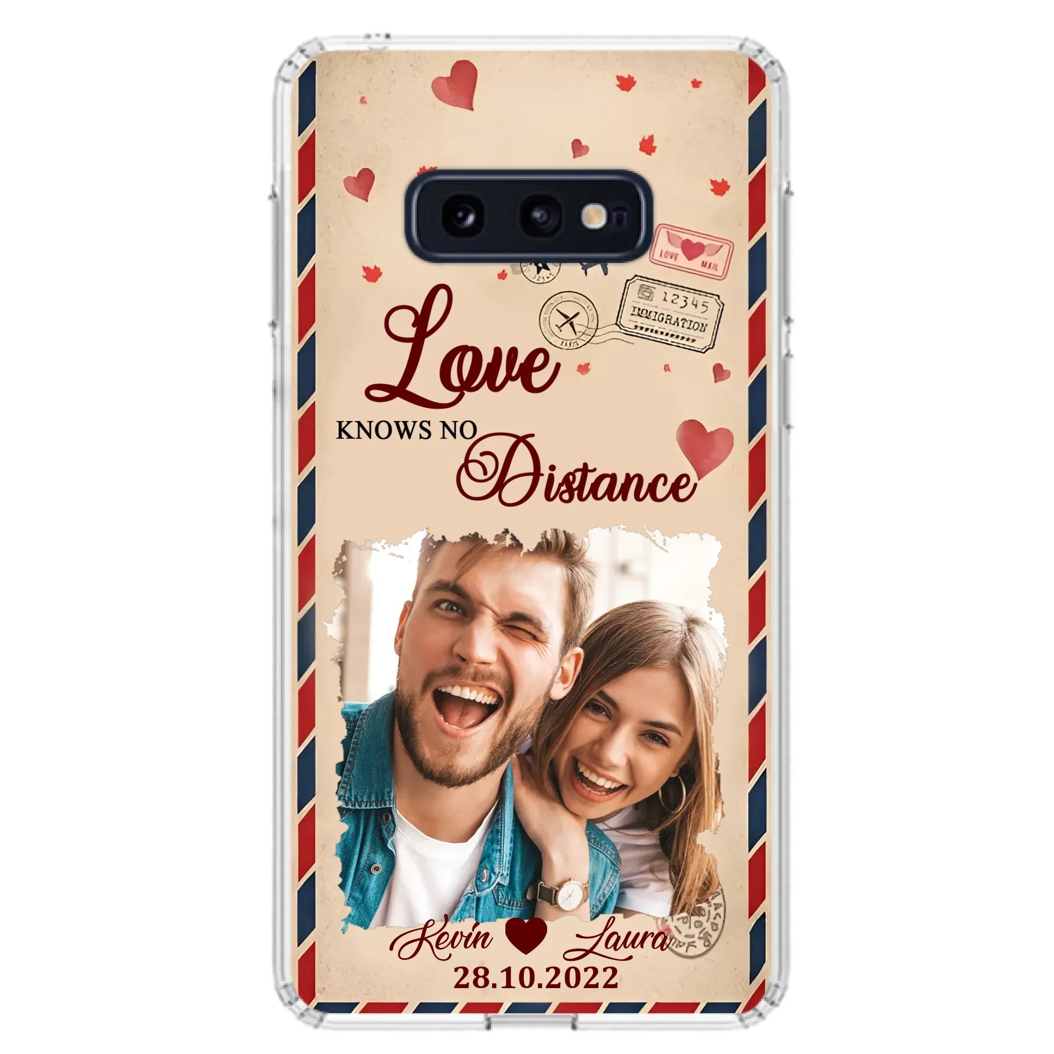 Custom Personalized Couple Phone Case - Gift Idea For Couple/ Valentines Day - Upload Photo - Love Knows No Distance - Case For iPhone/ Samsung