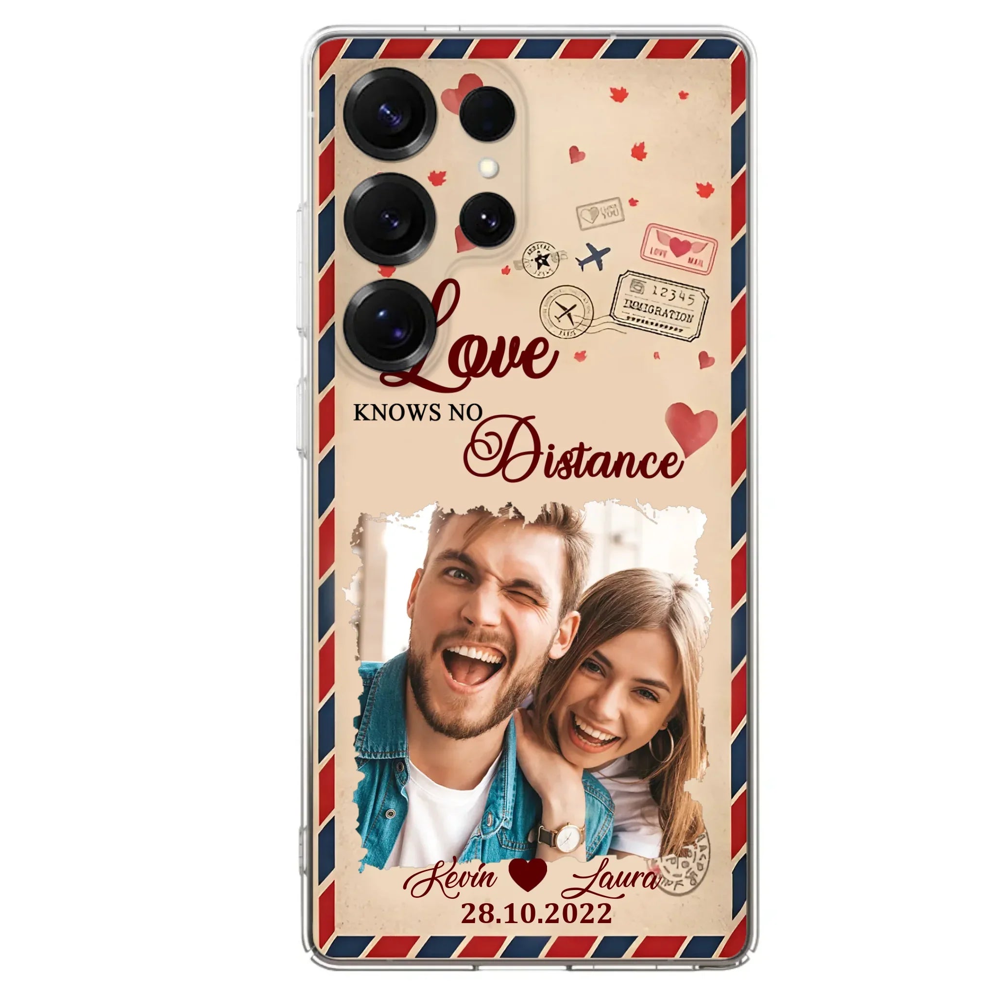Custom Personalized Couple Phone Case - Gift Idea For Couple/ Valentines Day - Upload Photo - Love Knows No Distance - Case For iPhone/ Samsung
