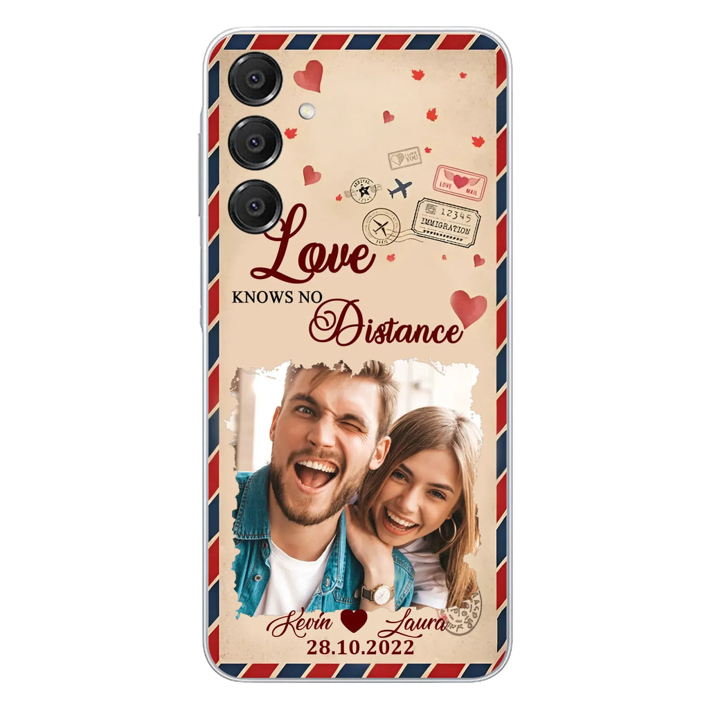 Custom Personalized Couple Phone Case - Gift Idea For Couple/ Valentines Day - Upload Photo - Love Knows No Distance - Case For iPhone/ Samsung