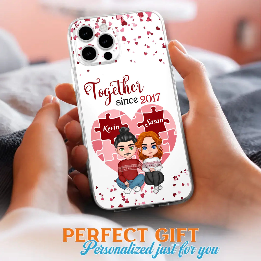 Custom Personalized Couple Phone Case - Gift Idea For Couple/Valentines Day - Together Since 2017 - Case For iPhone/Samsung