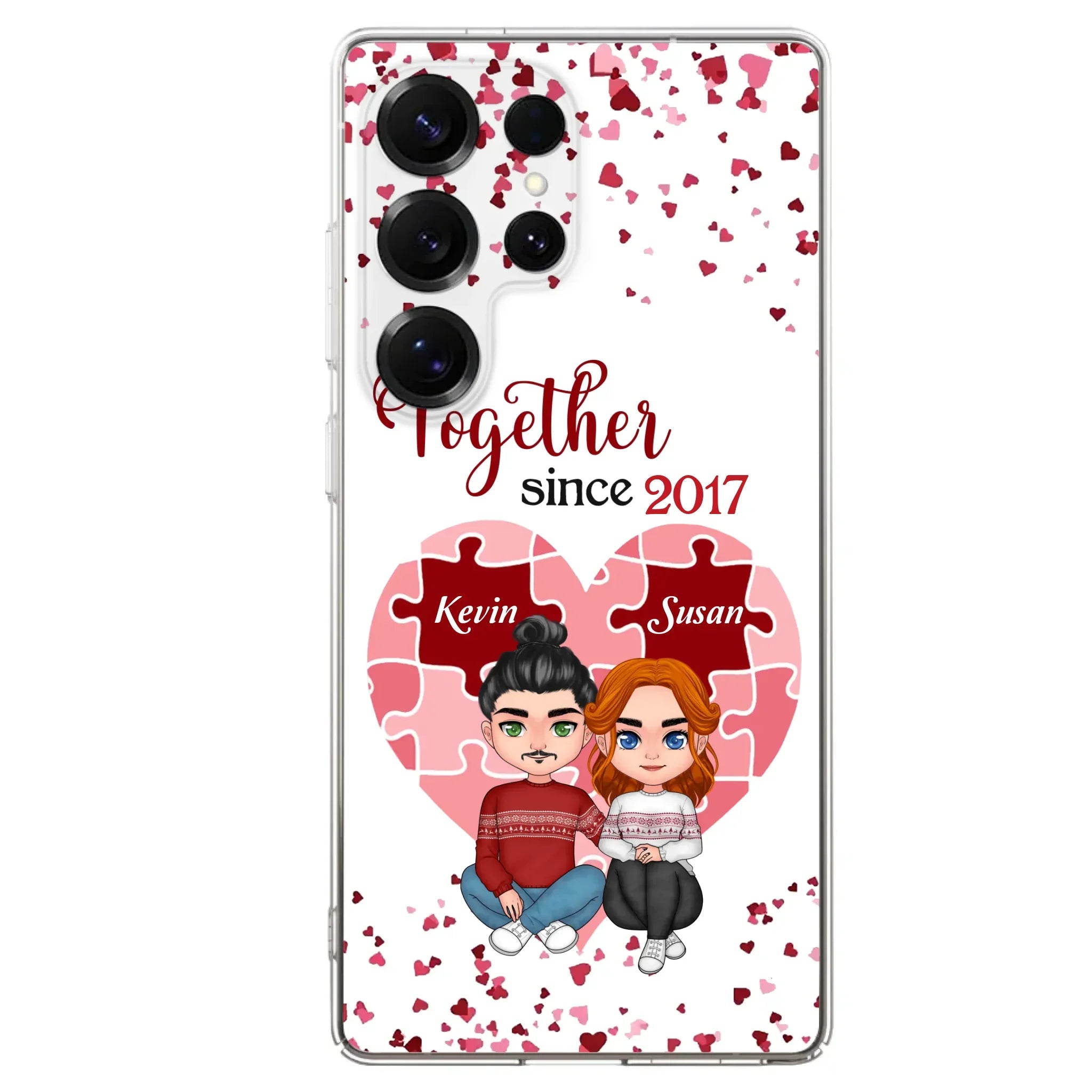 Custom Personalized Couple Phone Case - Gift Idea For Couple/Valentines Day - Together Since 2017 - Case For iPhone/Samsung