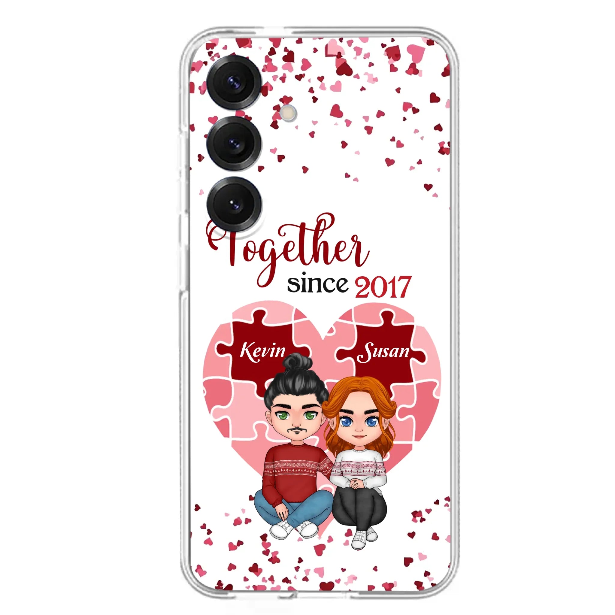 Custom Personalized Couple Phone Case - Gift Idea For Couple/Valentines Day - Together Since 2017 - Case For iPhone/Samsung