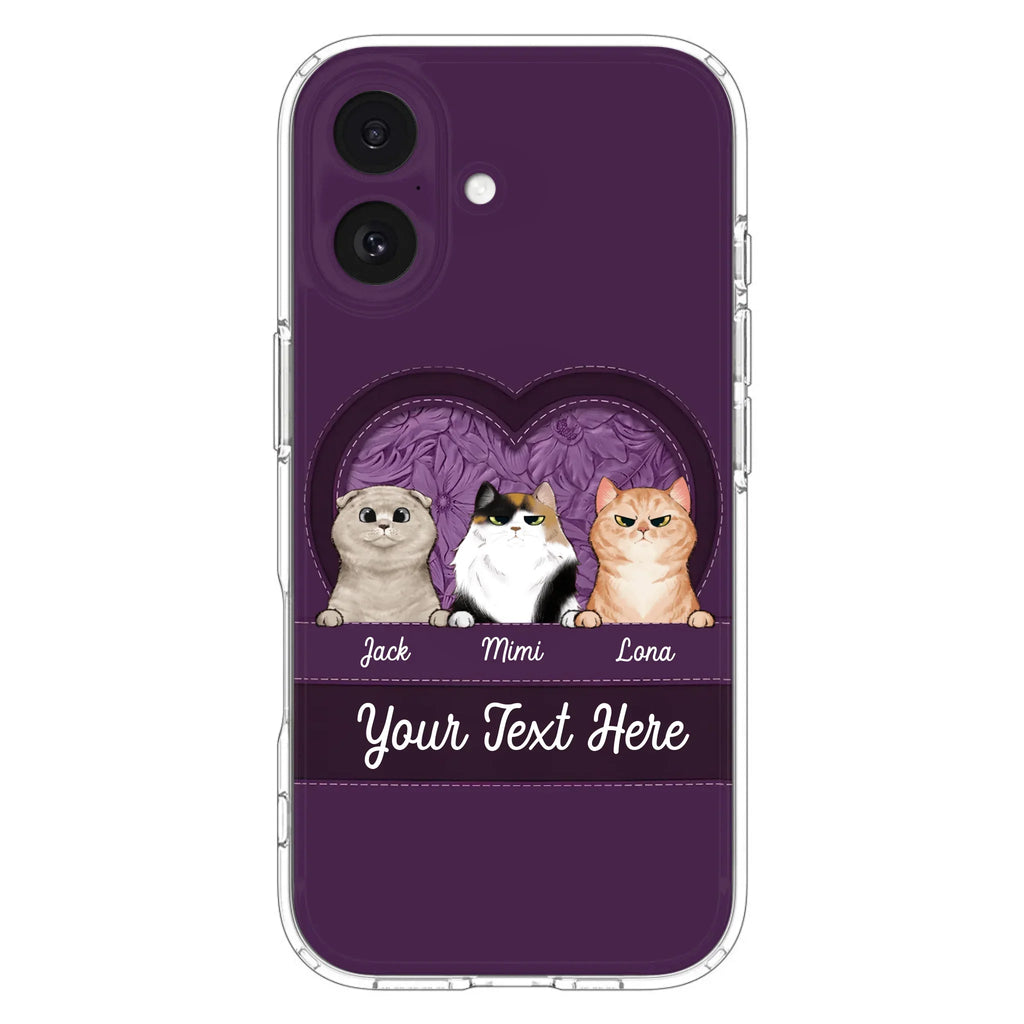 Custom Personalized Cat Phone Case For iPhone And Samsung - Gift Idea For Cat Lover - Up to 3  Cats  - Cat In Heart