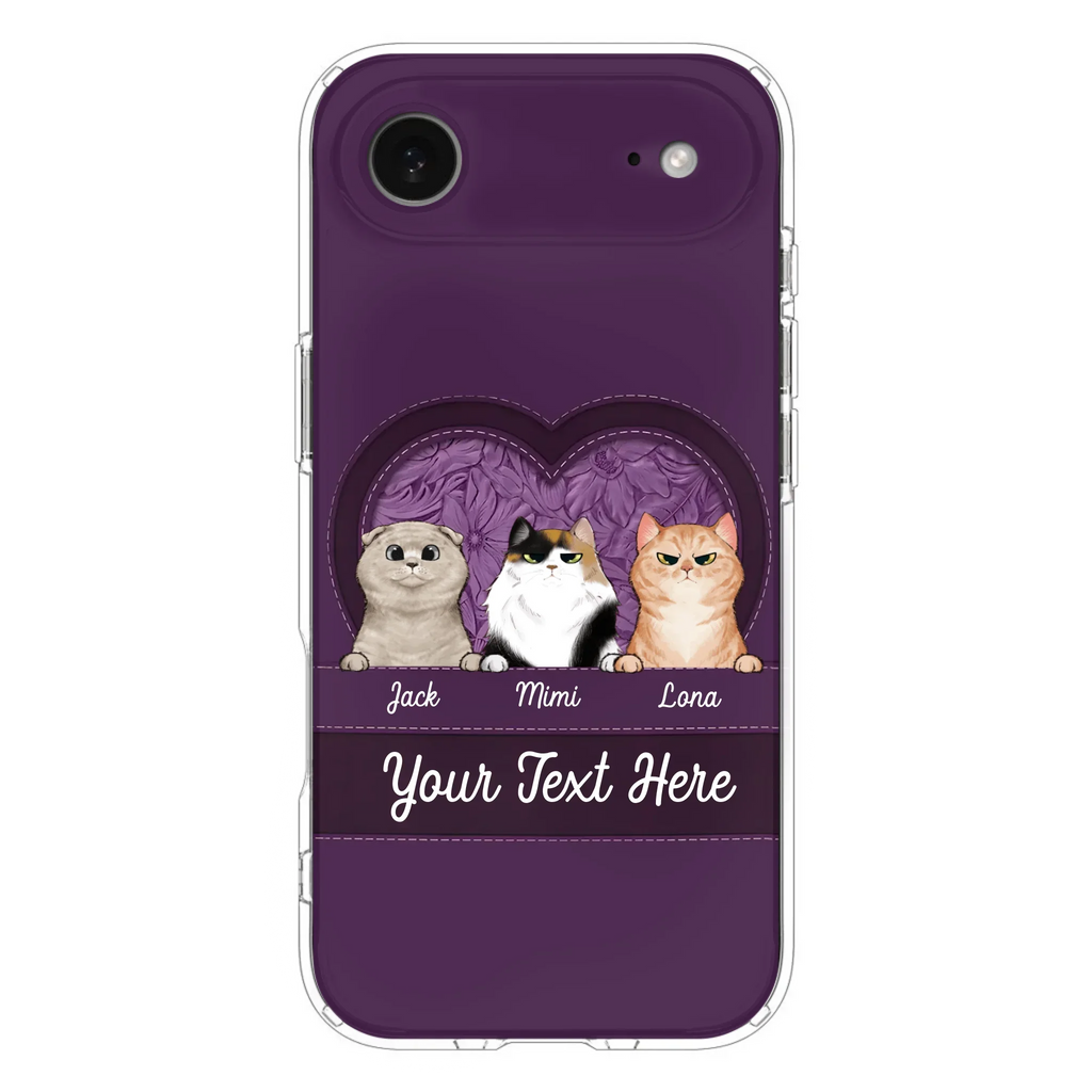 Custom Personalized Cat Phone Case For iPhone And Samsung - Gift Idea For Cat Lover - Up to 3  Cats  - Cat In Heart