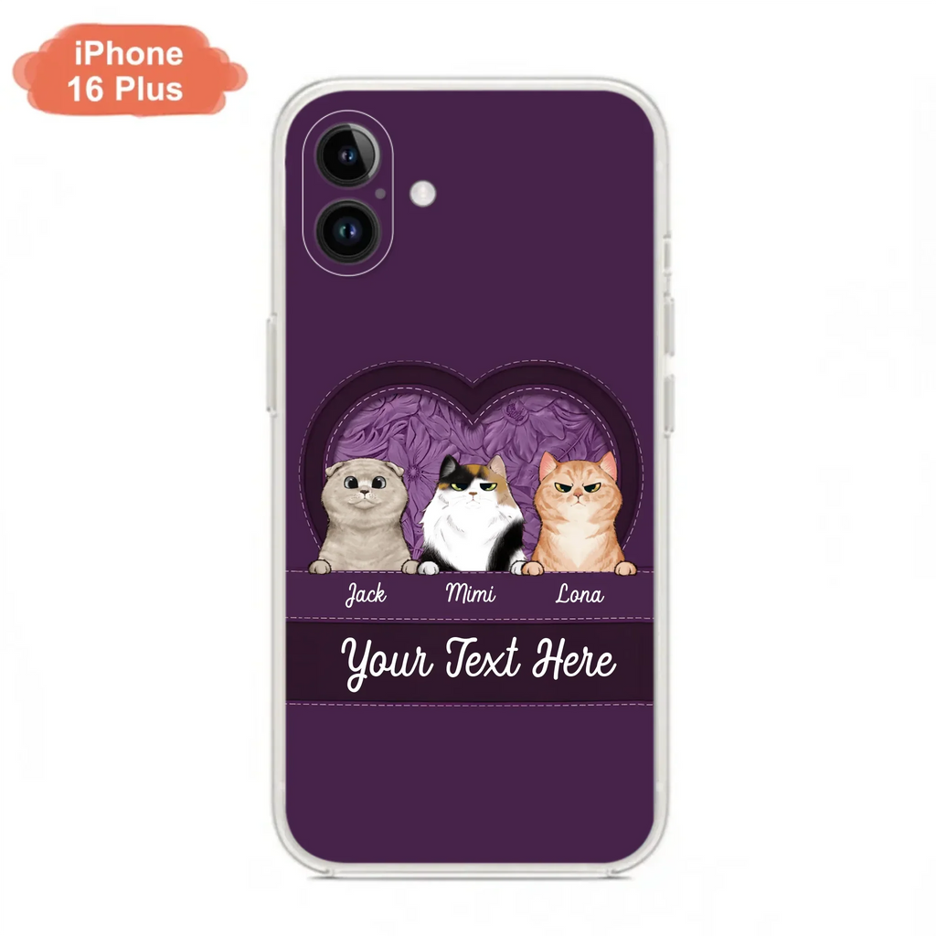 Custom Personalized Cat Phone Case For iPhone And Samsung - Gift Idea For Cat Lover - Up to 3  Cats  - Cat In Heart
