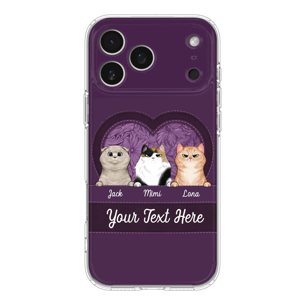 Custom Personalized Cat Phone Case For iPhone And Samsung - Gift Idea For Cat Lover - Up to 3  Cats  - Cat In Heart