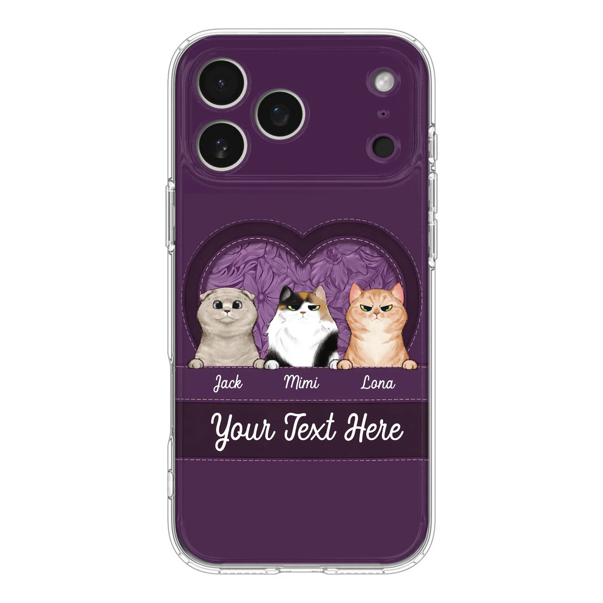 Custom Personalized Cat Phone Case For iPhone And Samsung - Gift Idea For Cat Lover - Up to 3  Cats  - Cat In Heart