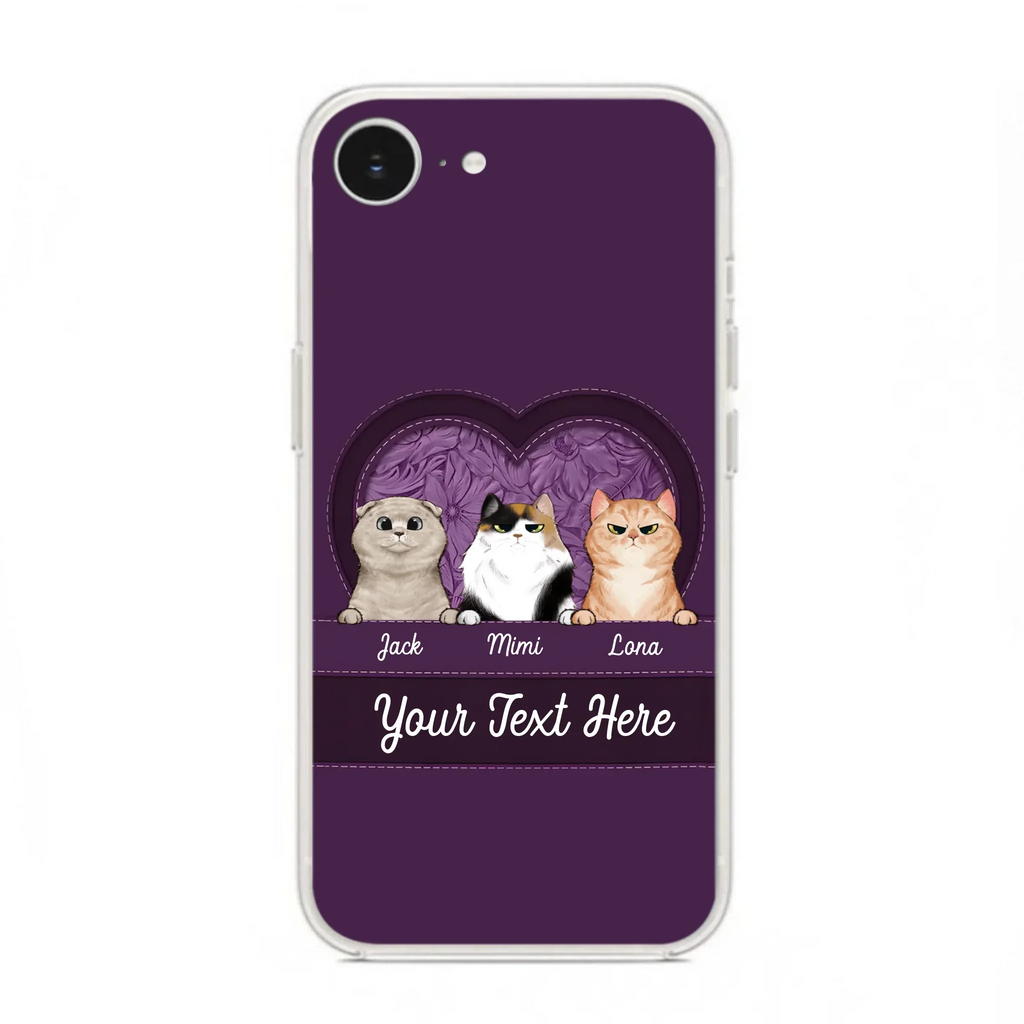 Custom Personalized Cat Phone Case For iPhone And Samsung - Gift Idea For Cat Lover - Up to 3  Cats  - Cat In Heart