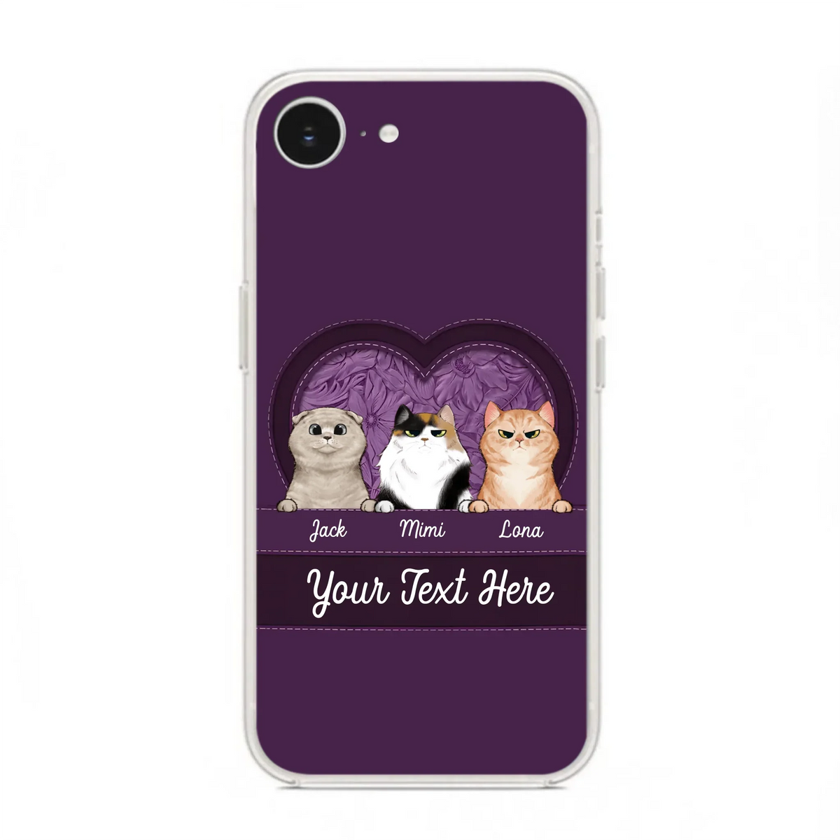 Custom Personalized Cat Phone Case For iPhone And Samsung - Gift Idea For Cat Lover - Up to 3  Cats  - Cat In Heart