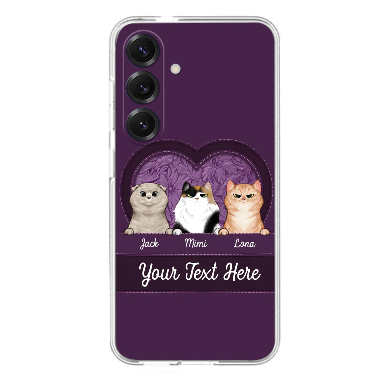 Custom Personalized Cat Phone Case For iPhone And Samsung - Gift Idea For Cat Lover - Up to 3  Cats  - Cat In Heart