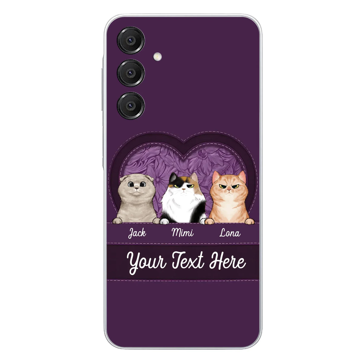Custom Personalized Cat Phone Case For iPhone And Samsung - Gift Idea For Cat Lover - Up to 3  Cats  - Cat In Heart
