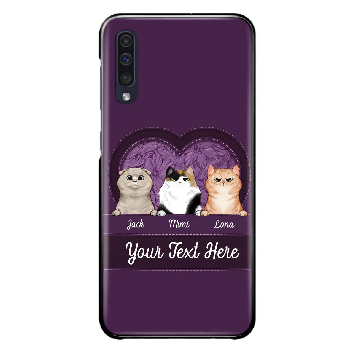 Custom Personalized Cat Phone Case For iPhone And Samsung - Gift Idea For Cat Lover - Up to 3  Cats  - Cat In Heart