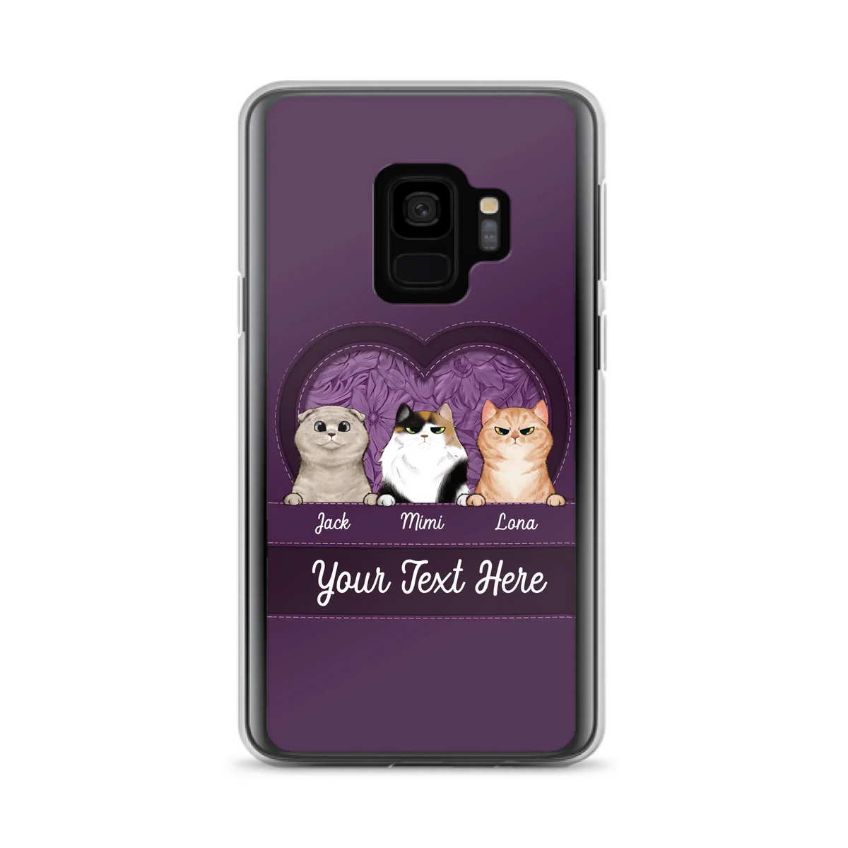 Custom Personalized Cat Phone Case For iPhone And Samsung - Gift Idea For Cat Lover - Up to 3  Cats  - Cat In Heart