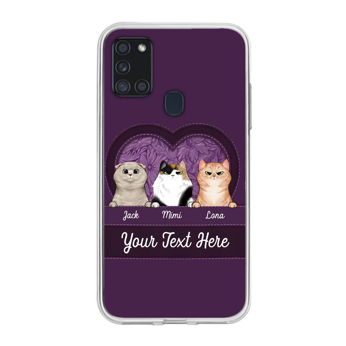 Custom Personalized Cat Phone Case For iPhone And Samsung - Gift Idea For Cat Lover - Up to 3  Cats  - Cat In Heart