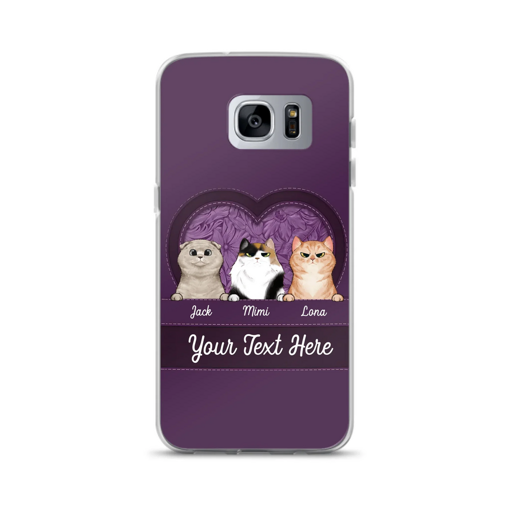 Custom Personalized Cat Phone Case For iPhone And Samsung - Gift Idea For Cat Lover - Up to 3  Cats  - Cat In Heart