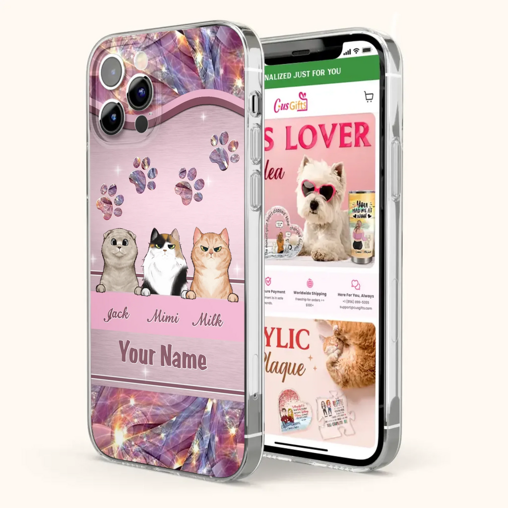 Custom Personalized Cat Phone Case For iPhone And Samsung - Gift Idea For Cat Lover - Up to 3  Cats