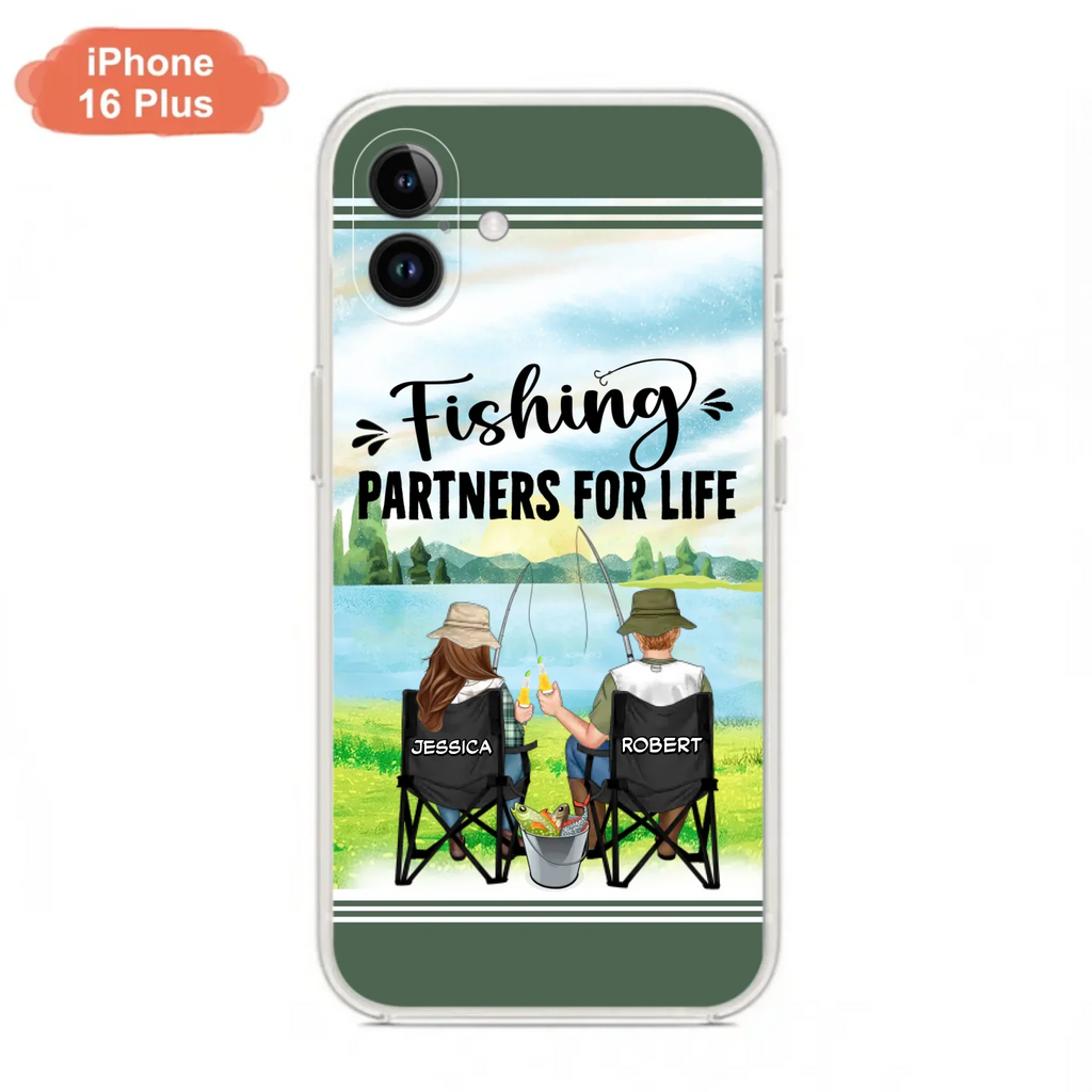 Custom Personalized Fishing Couple Phone Case - Gift Idea for Couple - Fishing Partners For Life - Case For iPhone/Samsung