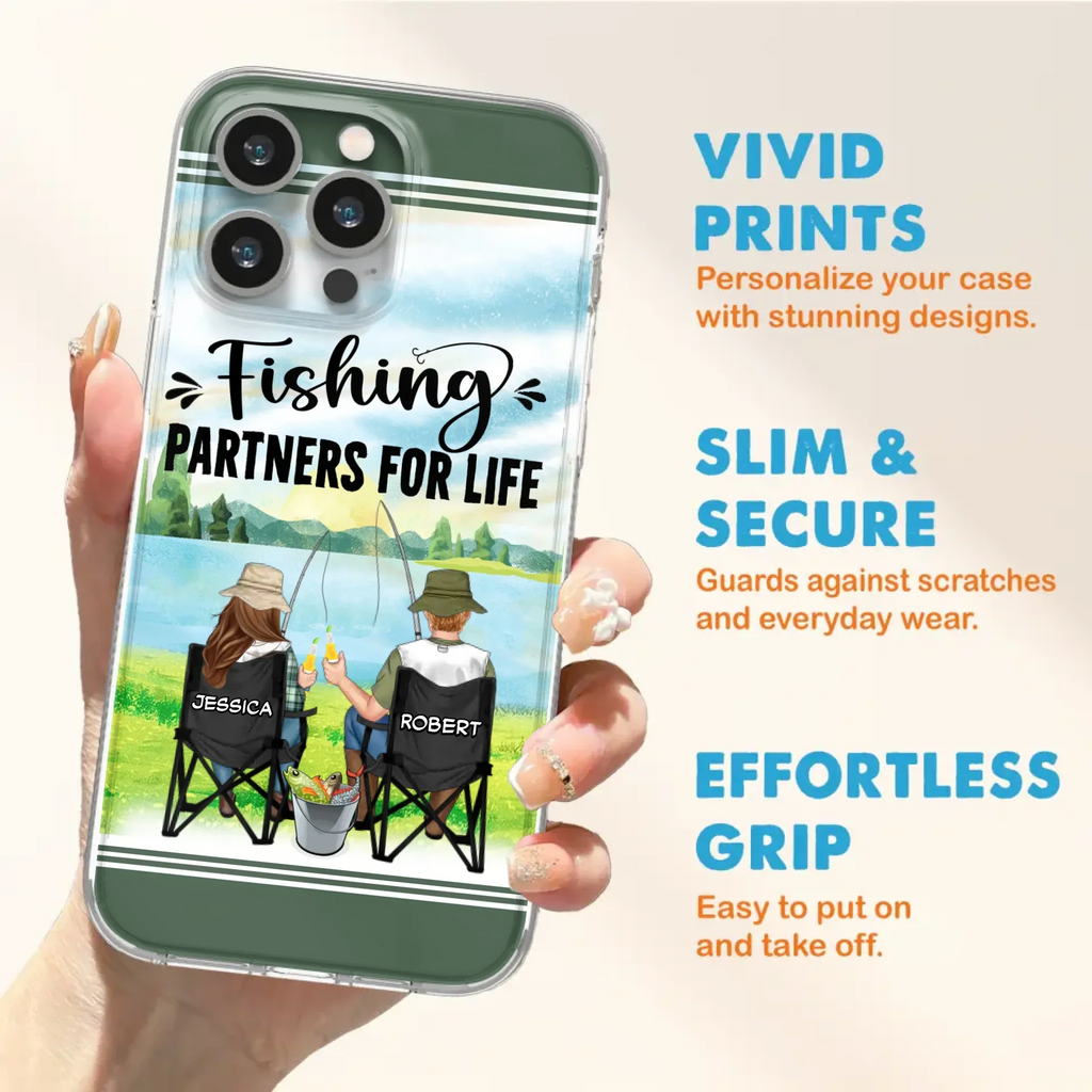 Custom Personalized Fishing Couple Phone Case - Gift Idea for Couple - Fishing Partners For Life - Case For iPhone/Samsung