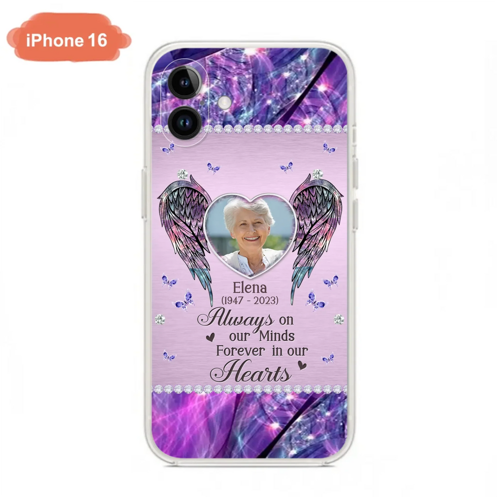 Custom Personalized Memorial Phone Case - Memorial Gift Idea For Family - Case For iPhone/Samsung - Always On My Mind Forever In Our Hearts