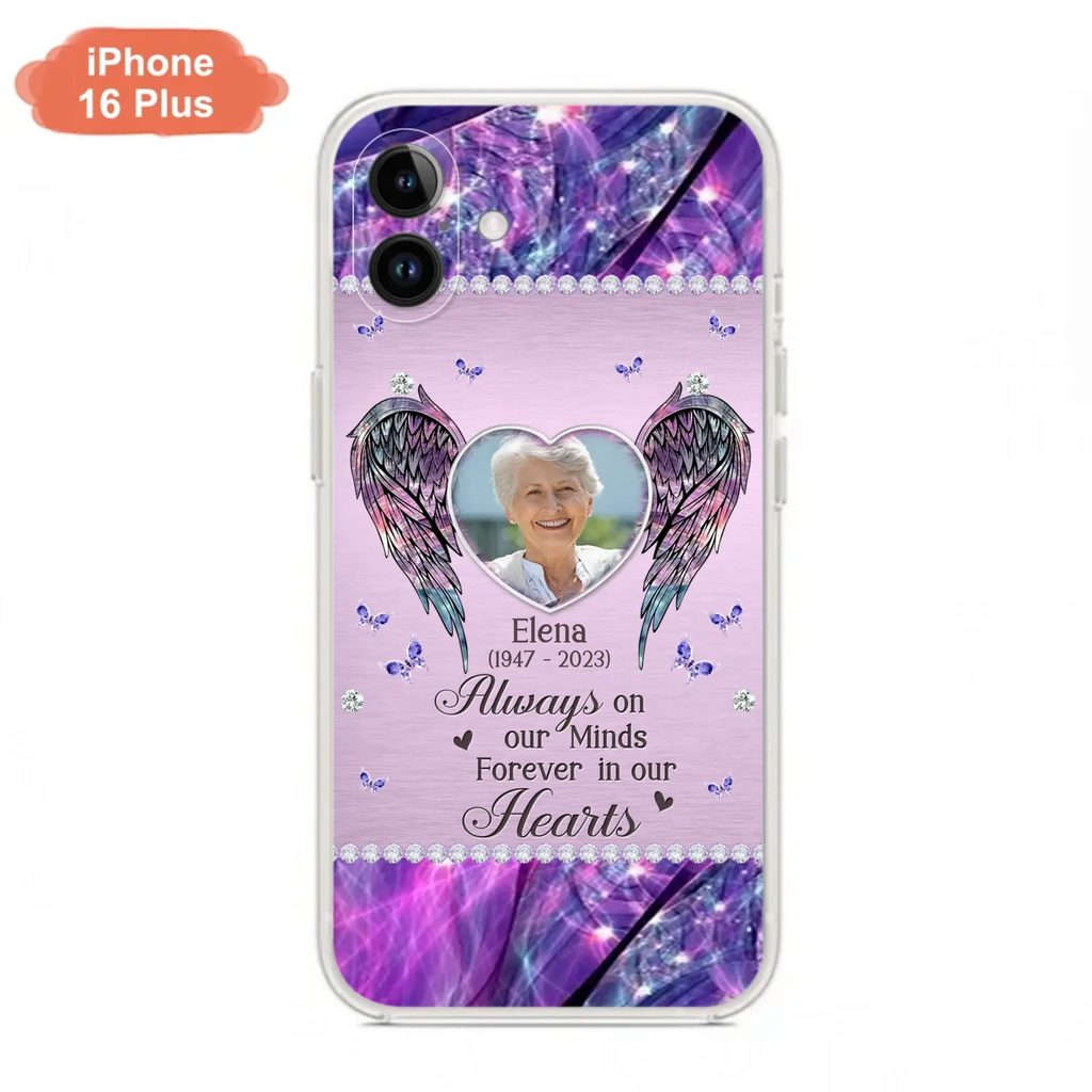 Custom Personalized Memorial Phone Case - Memorial Gift Idea For Family - Case For iPhone/Samsung - Always On My Mind Forever In Our Hearts