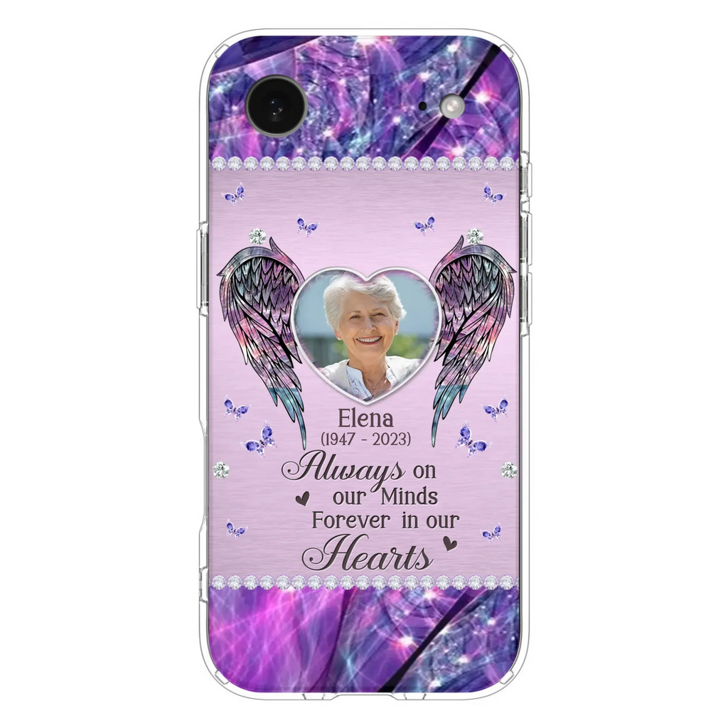 Custom Personalized Memorial Phone Case - Memorial Gift Idea For Family - Case For iPhone/Samsung - Always On My Mind Forever In Our Hearts