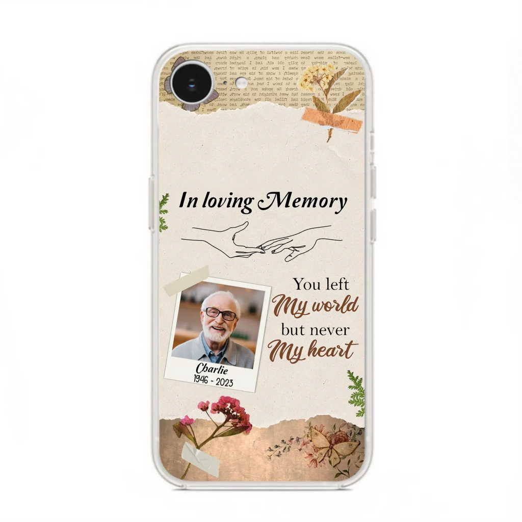 Custom Personalized Memorial Phone Case - Memorial Gift Idea For Family - Case For iPhone/Samsung - You Left My World But Never My Heart