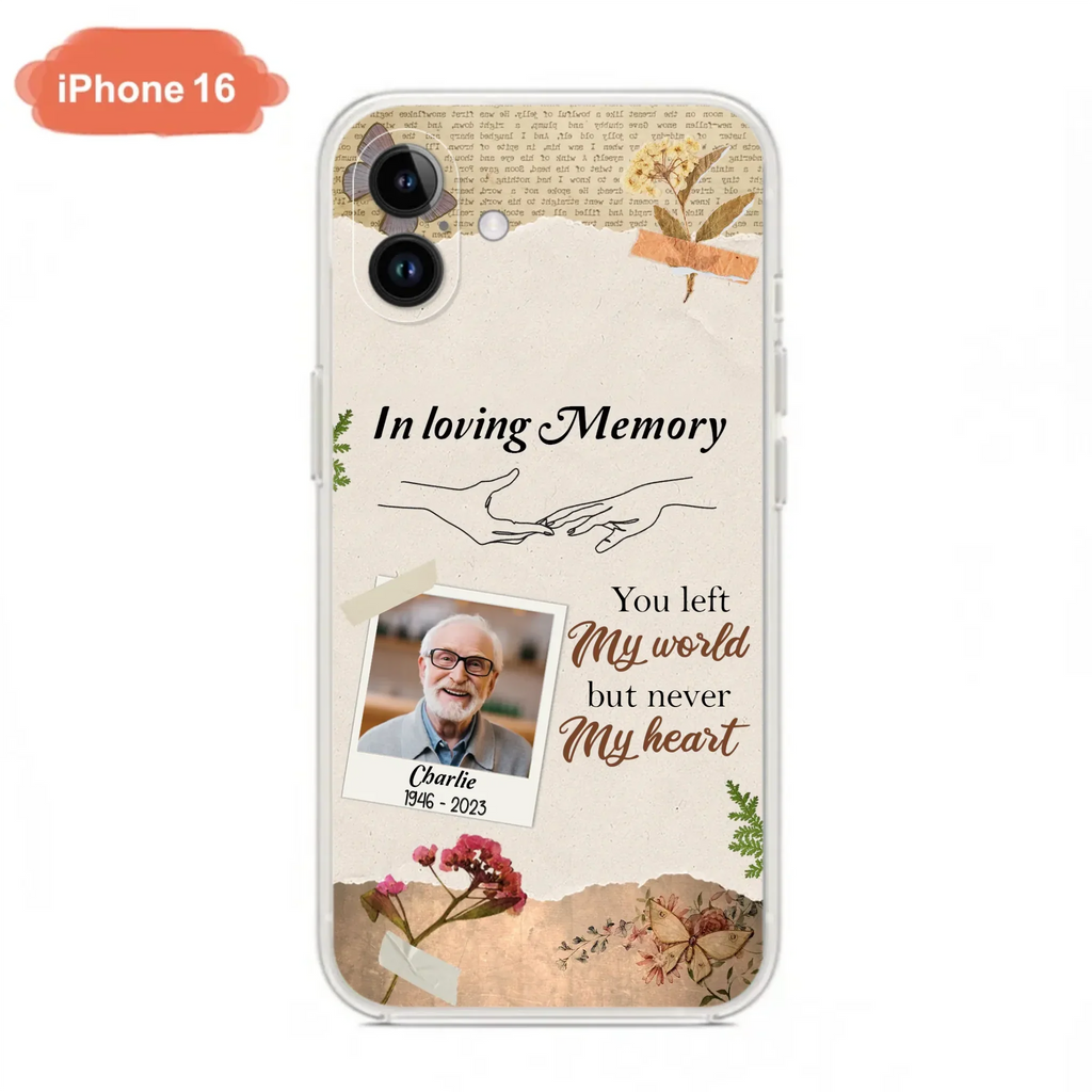 Custom Personalized Memorial Phone Case - Memorial Gift Idea For Family - Case For iPhone/Samsung - You Left My World But Never My Heart