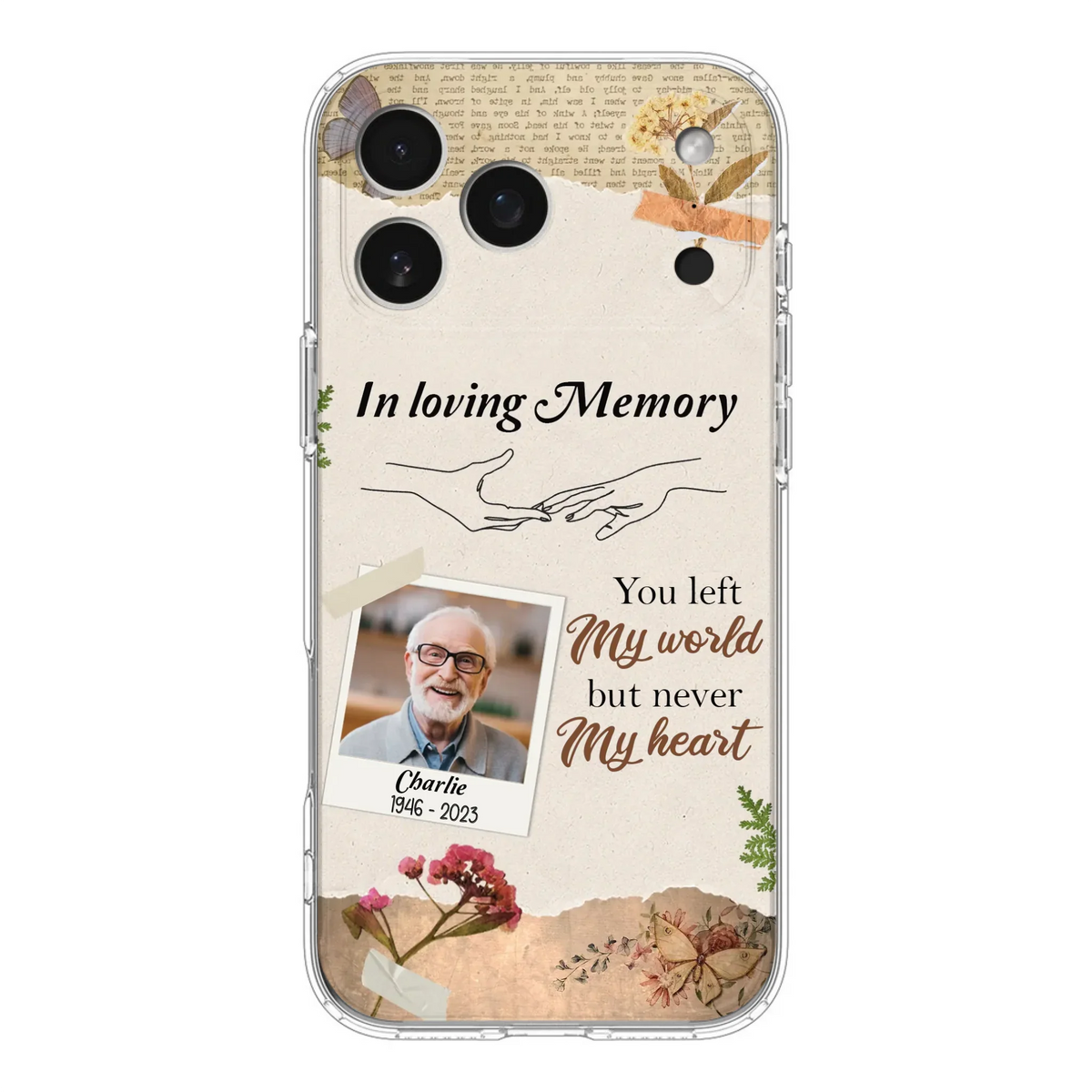 Custom Personalized Memorial Phone Case - Memorial Gift Idea For Family - Case For iPhone/Samsung - You Left My World But Never My Heart