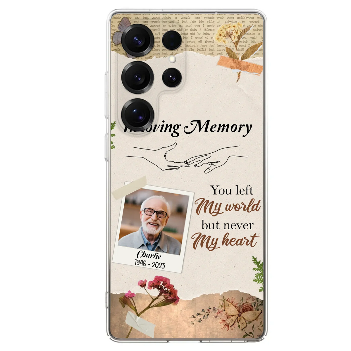 Custom Personalized Memorial Phone Case - Memorial Gift Idea For Family - Case For iPhone/Samsung - You Left My World But Never My Heart