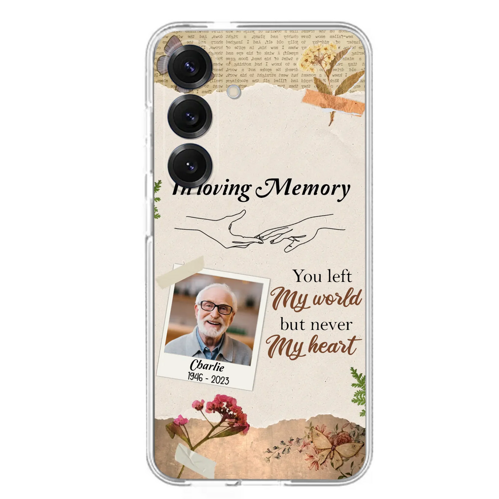 Custom Personalized Memorial Phone Case - Memorial Gift Idea For Family - Case For iPhone/Samsung - You Left My World But Never My Heart