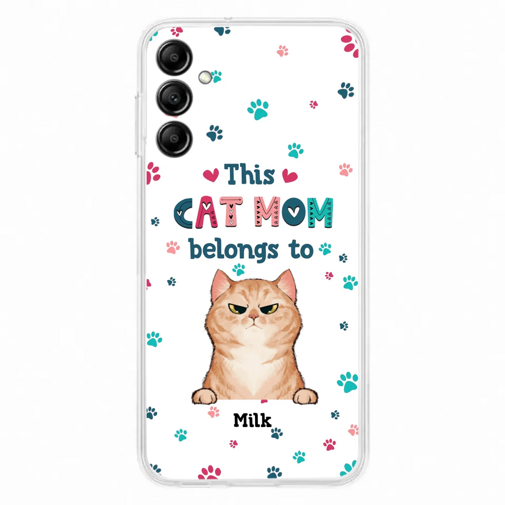 Custom Personalized Cat Phone Case For iPhone And Samsung - Gift Idea For Cat Lover - Up to 6 Cats - This Cat Mom Belongs To