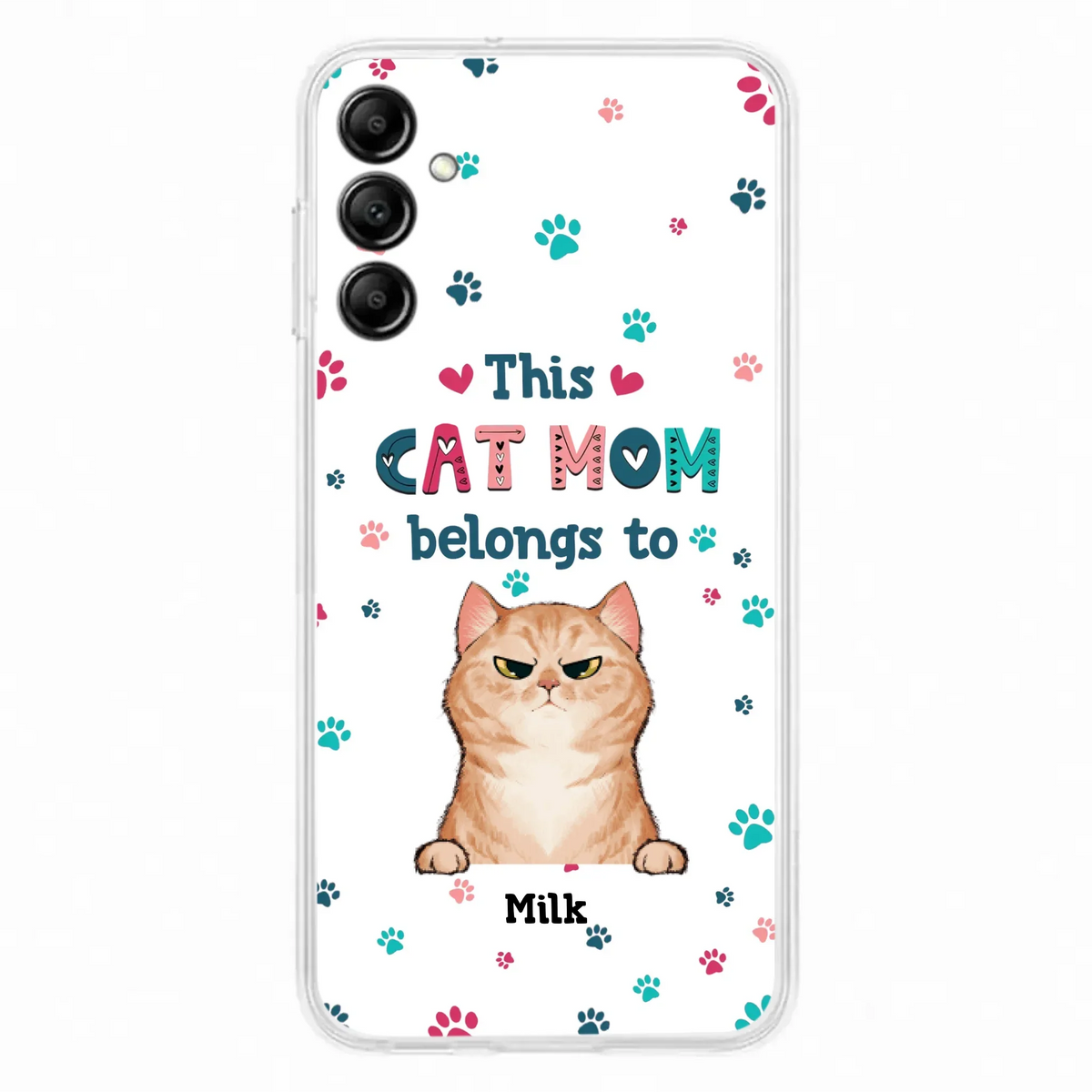 Custom Personalized Cat Phone Case For iPhone And Samsung - Gift Idea For Cat Lover - Up to 6 Cats - This Cat Mom Belongs To