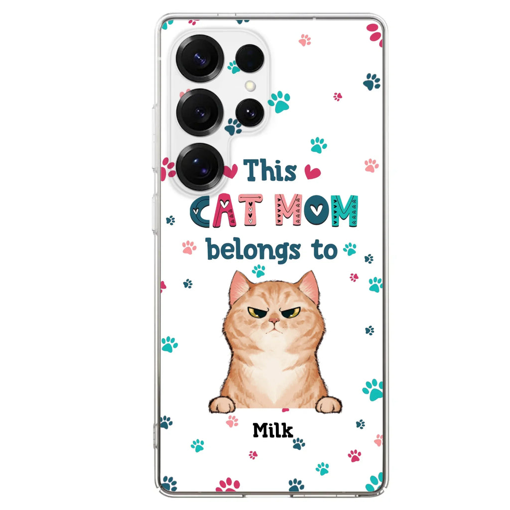 Custom Personalized Cat Phone Case For iPhone And Samsung - Gift Idea For Cat Lover - Up to 6 Cats - This Cat Mom Belongs To