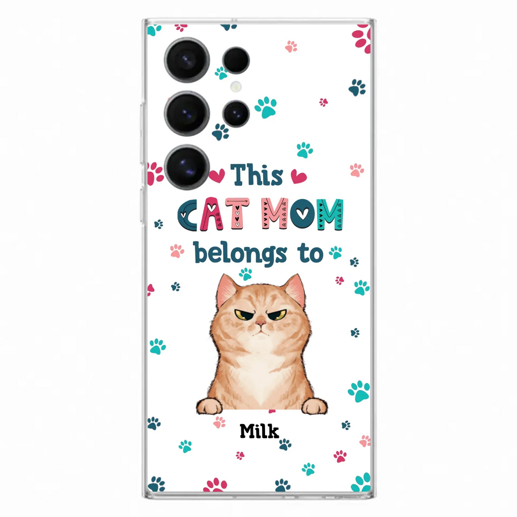 Custom Personalized Cat Phone Case For iPhone And Samsung - Gift Idea For Cat Lover - Up to 6 Cats - This Cat Mom Belongs To
