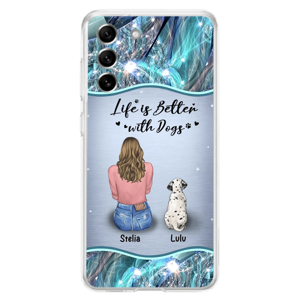 Personalized Dog Mom Phone Case - Upto 4 Dogs -Gift Idea For Dog Owners - Life Is Better With Dogs - Case For iPhone/Samsung