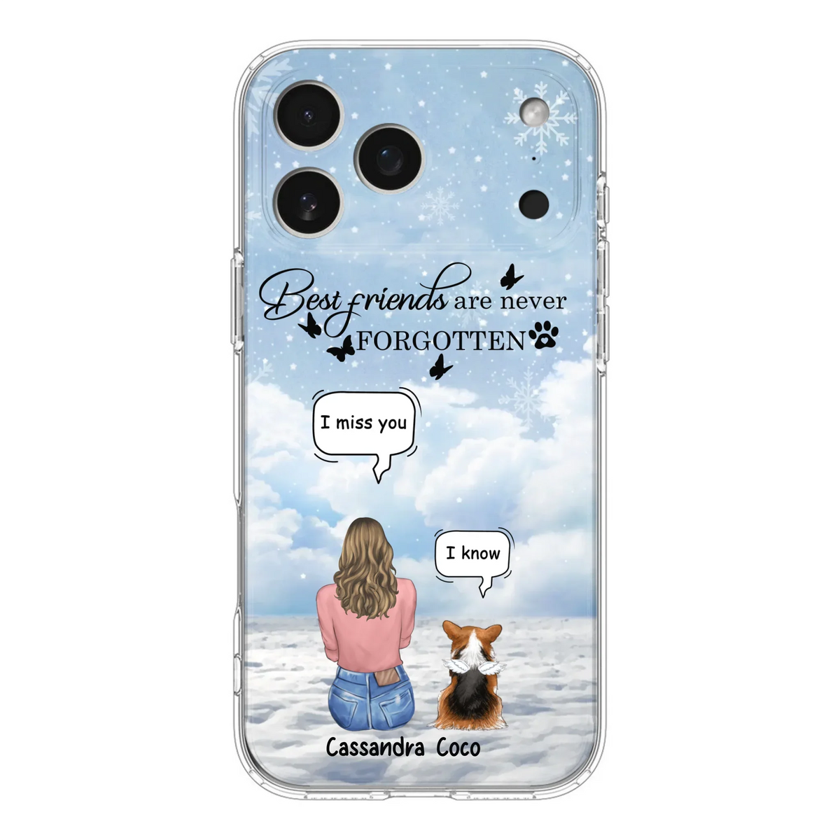 Personalized Memorial Pet Phone Case - Upto 3 Pets - Memorial Gift Idea For Dog/Cat/Rabbits Owners - I Miss You - Case For iPhone/Samsung