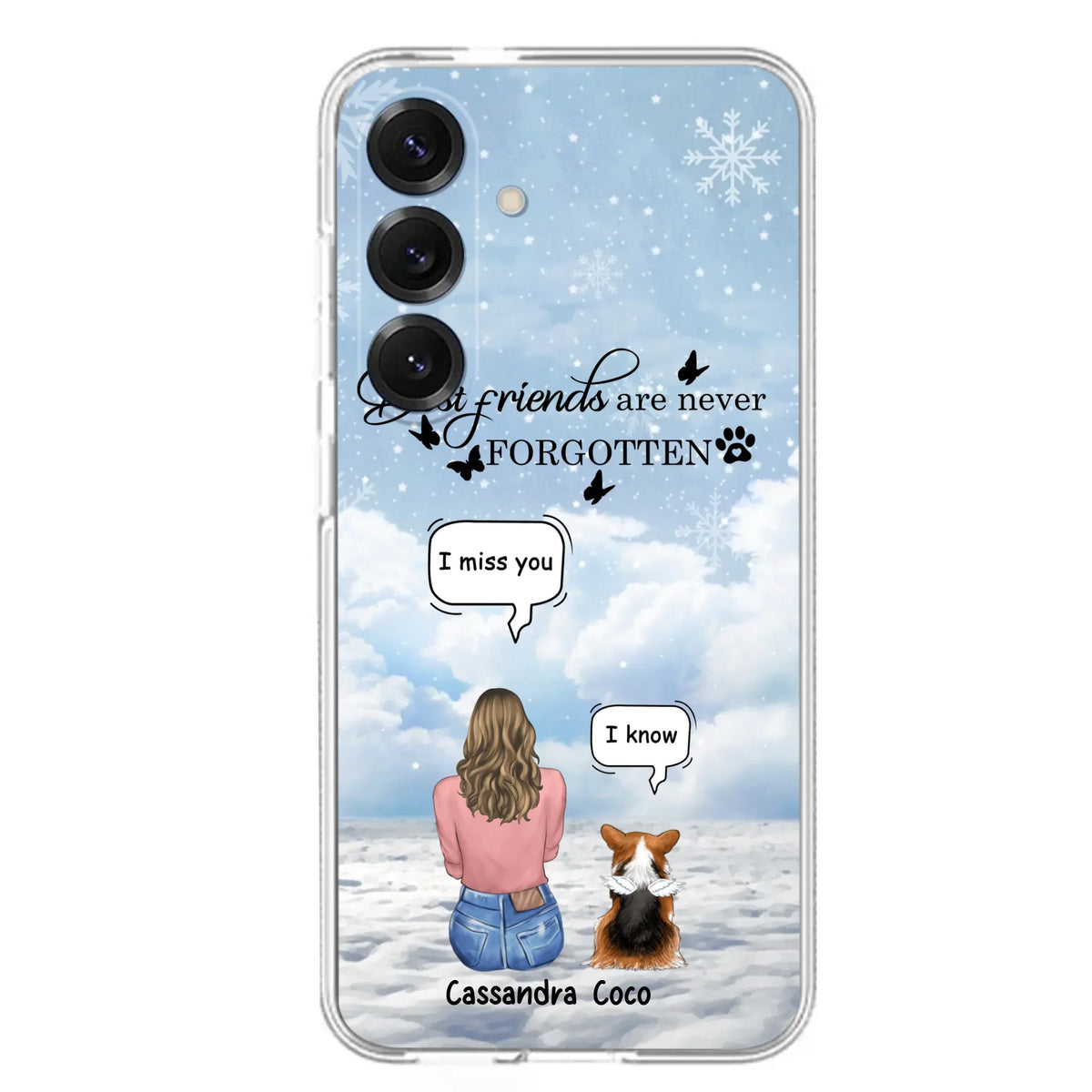 Personalized Memorial Pet Phone Case - Upto 3 Pets - Memorial Gift Idea For Dog/Cat/Rabbits Owners - I Miss You - Case For iPhone/Samsung