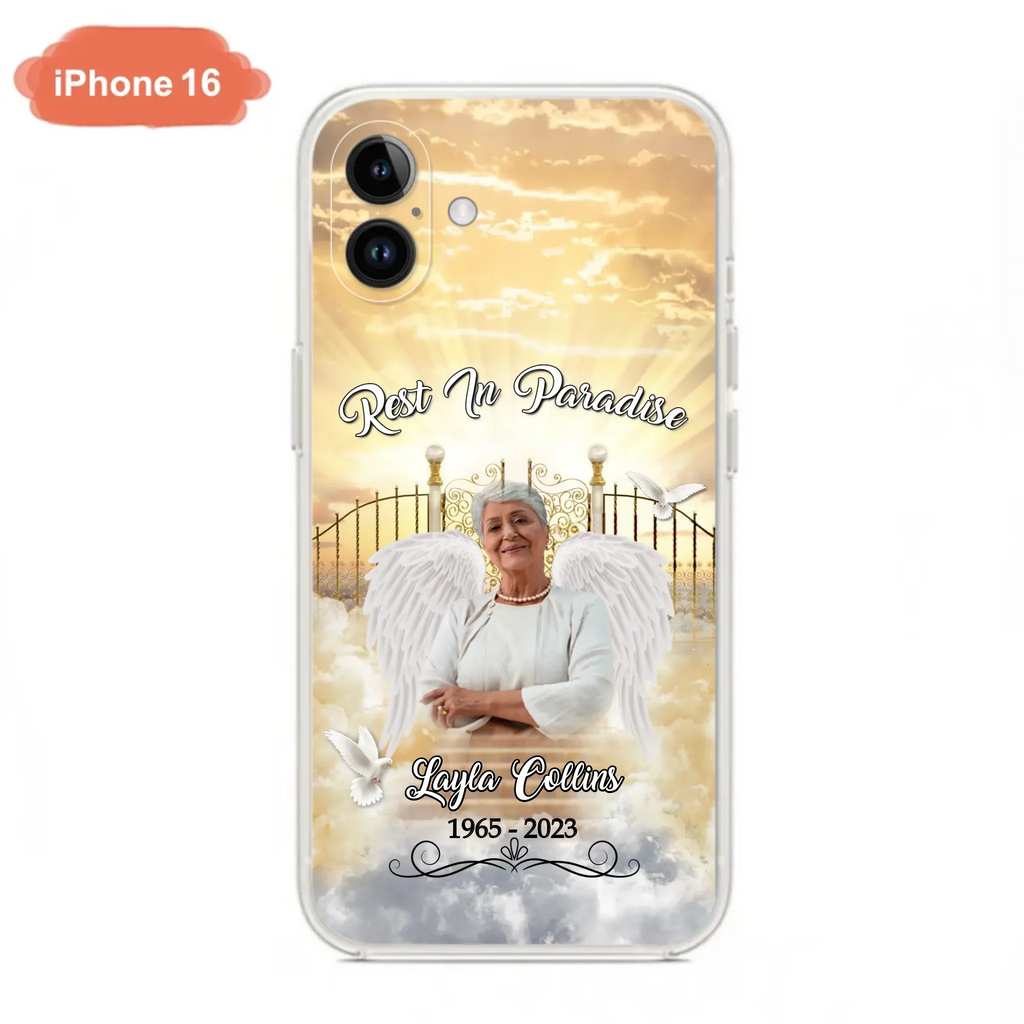 Custom Personalized Rest In Paradise Memorial Phone Case - Upload Photo - Memorial Gift Idea For Family - Case For iPhone And Samsung