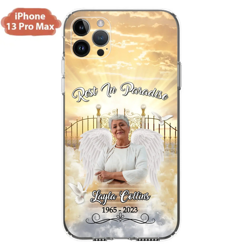 Custom Personalized Rest In Paradise Memorial Phone Case - Upload Photo - Memorial Gift Idea For Family - Case For iPhone And Samsung