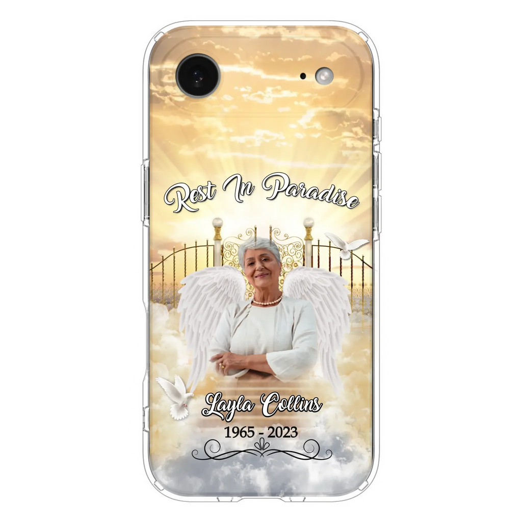 Custom Personalized Rest In Paradise Memorial Phone Case - Upload Photo - Memorial Gift Idea For Family - Case For iPhone And Samsung