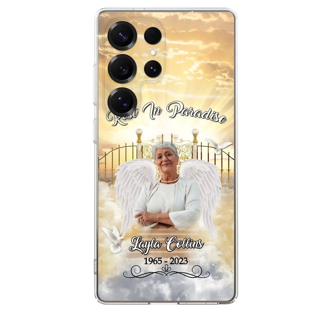 Custom Personalized Rest In Paradise Memorial Phone Case - Upload Photo - Memorial Gift Idea For Family - Case For iPhone And Samsung