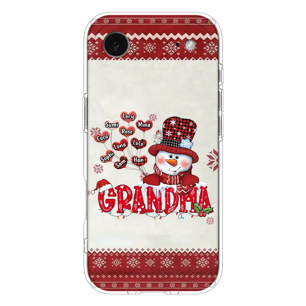 Personalized Snowman Grandma Phone Case - Christmas Gift Idea For Grandma - Up to 10 Kids - Case For iPhone/Samsung