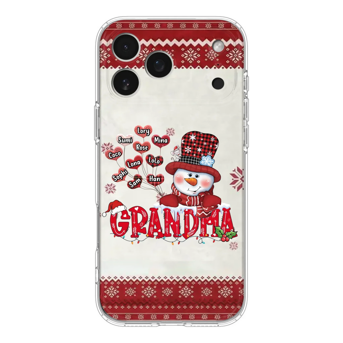 Personalized Snowman Grandma Phone Case - Christmas Gift Idea For Grandma - Up to 10 Kids - Case For iPhone/Samsung