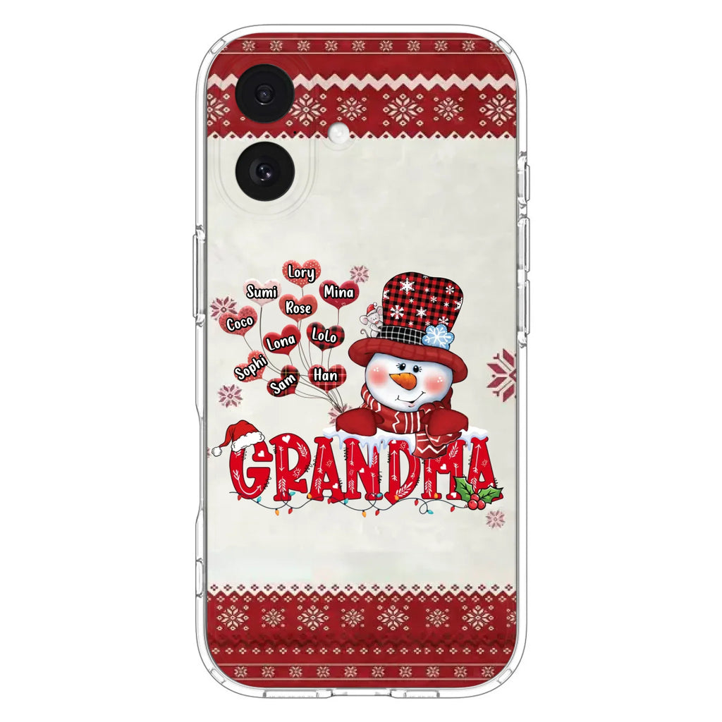 Personalized Snowman Grandma Phone Case - Christmas Gift Idea For Grandma - Up to 10 Kids - Case For iPhone/Samsung
